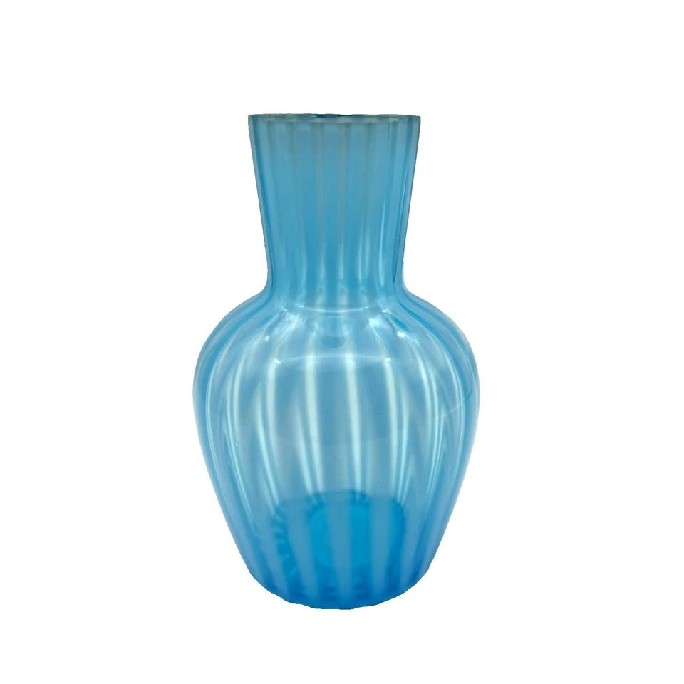 Vintage Fenton Blue Opalescent Optic Rib Tumble-Up Carafe