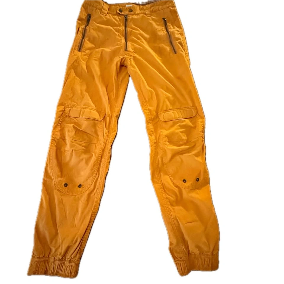 GmbH Yolanda Orange Biker Trousers Multi-Zip Cargo Moto Pants