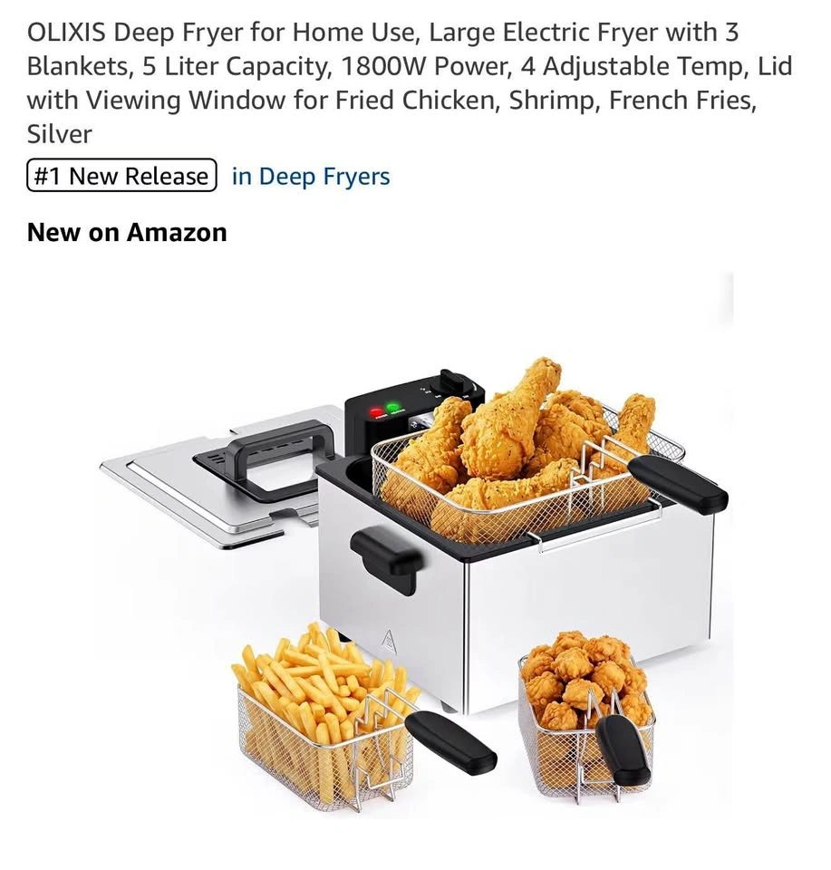 New 5L 1,800W Power Deep Fryer
