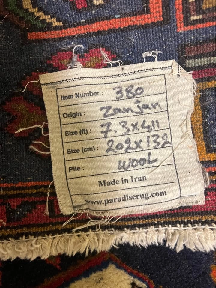 Hand-knotted Authentic Persian Zanjan Wool Rug - 4x7 ft - photo 2