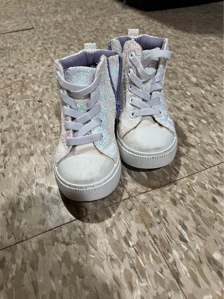 Toddler Girls Sparkly Glitter High-Top Sneakers - Size 8 Toddler - photo 2