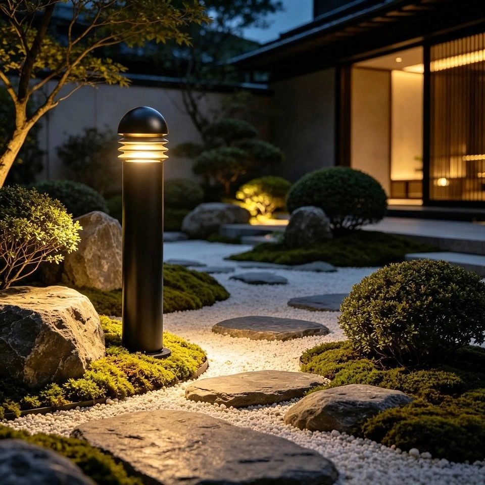 Modern 32" Black LED Outdoor Bollard Light