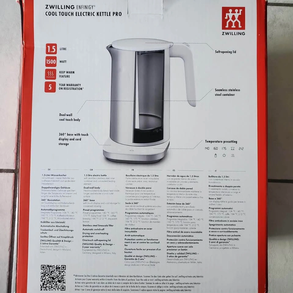 Zwilling Enfinigy Cool Touch Electric Kettle Pro Like New - photo 3