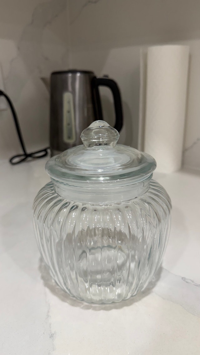 Ribbed Glass Storage Jar