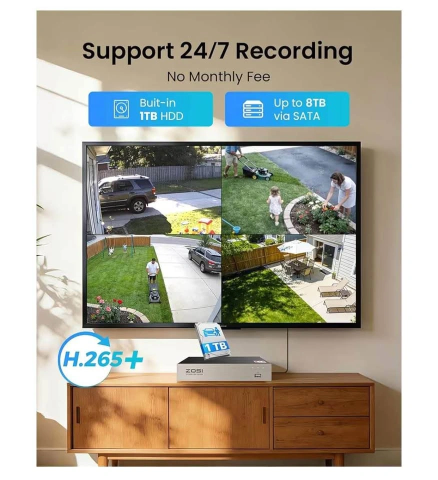 NEW ZOSI 1TB HD 8CH Security Video Camera System - photo 3