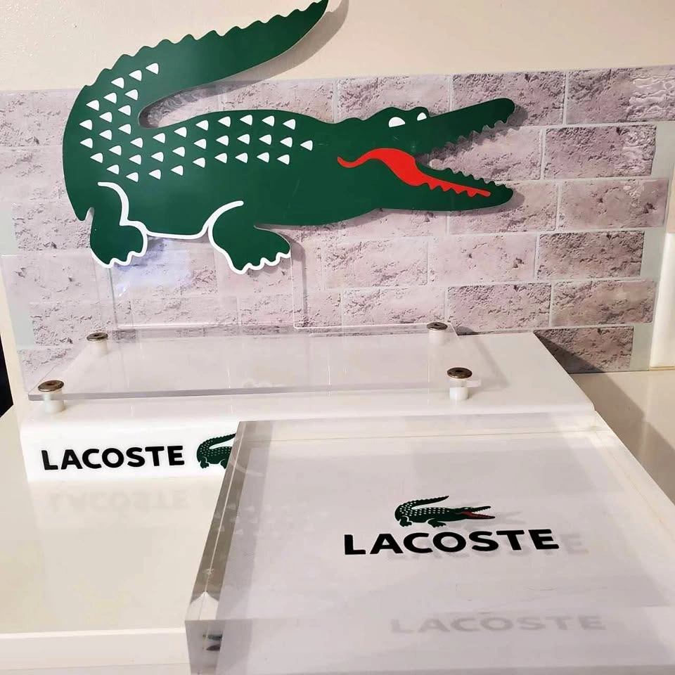 2x Lacoste Store Display Signs Stands