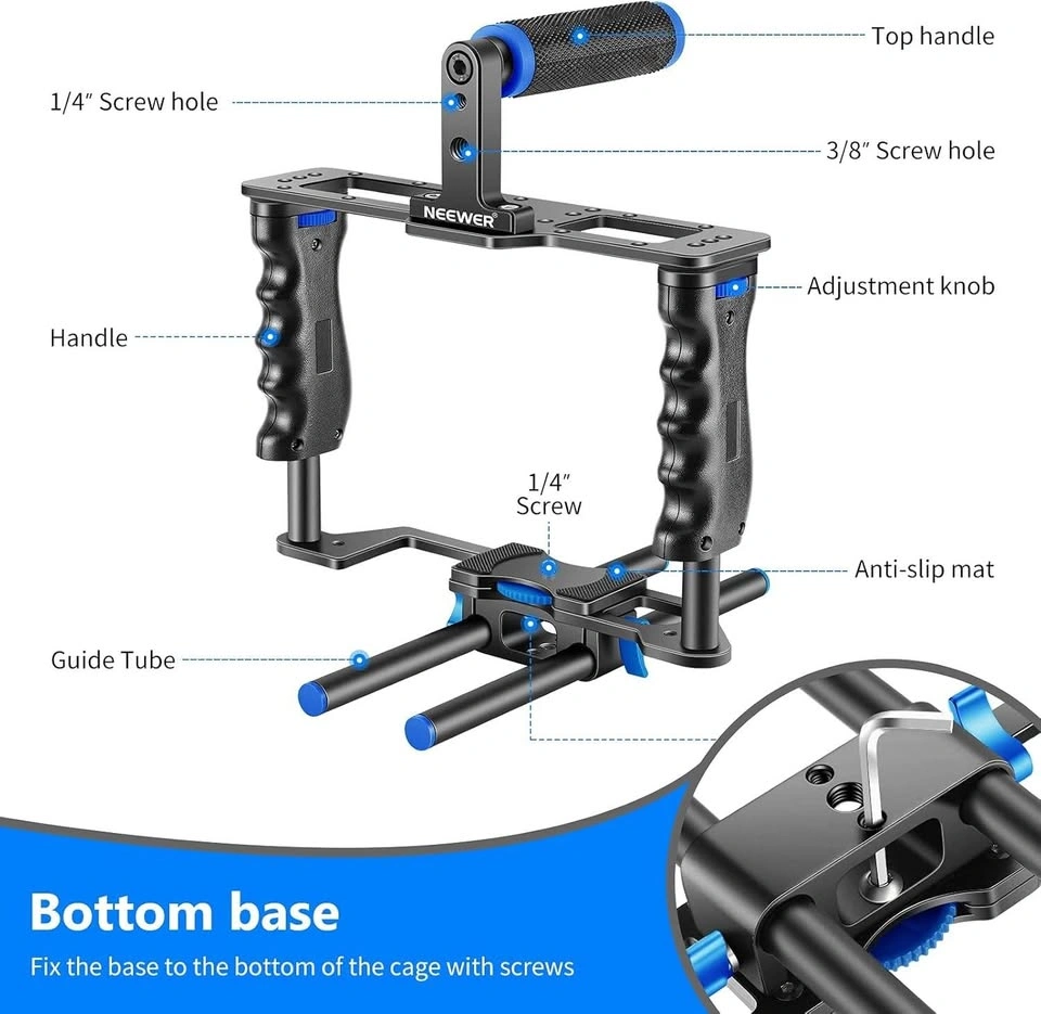 NEEWER Camera Video Cage, Top Handle, Dual Hand Grip - photo 3