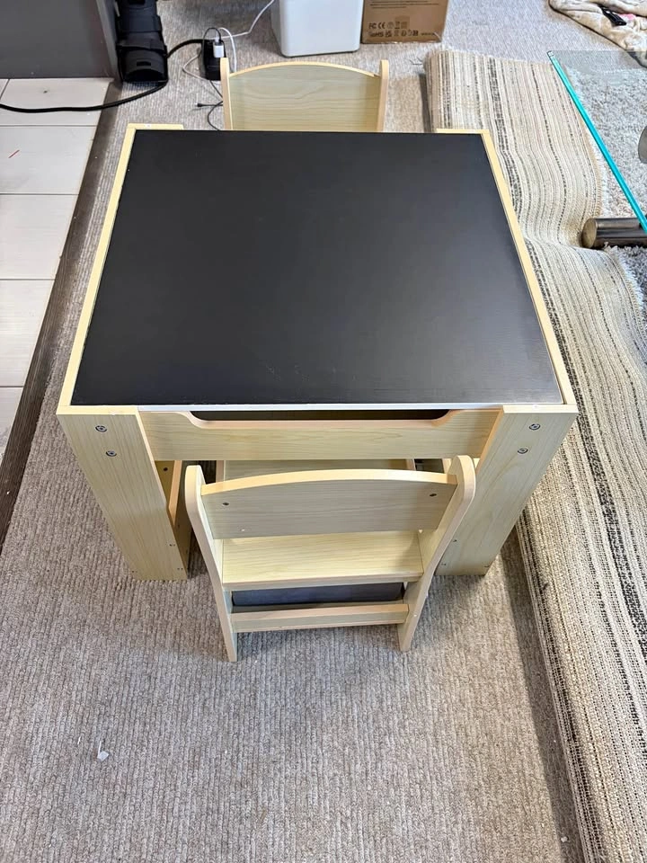 Kids Activity Table and 2 Chair Set with Storage