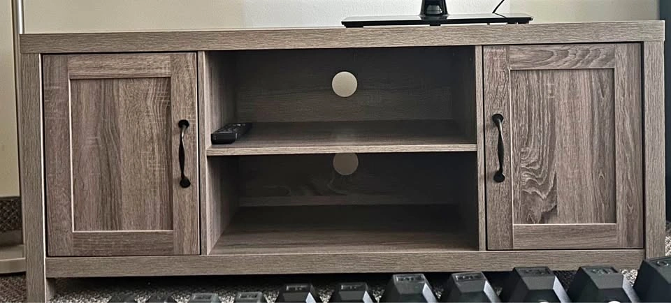 Grey Oak TV Stand with Cabinets