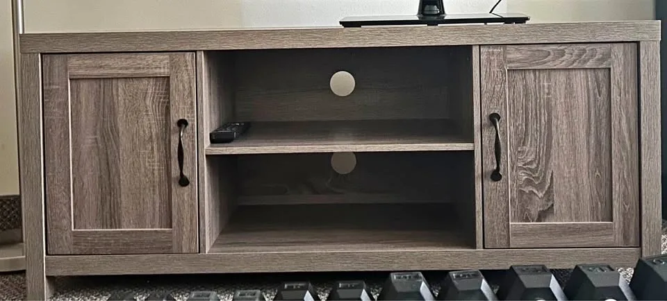 Grey Oak TV Stand with Cabinets