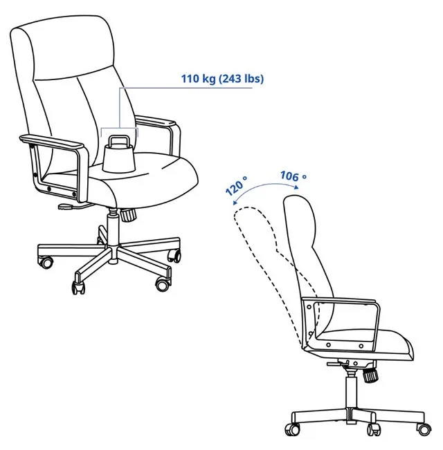 IKEA MILLBERGET desk chair in black and white - photo 5