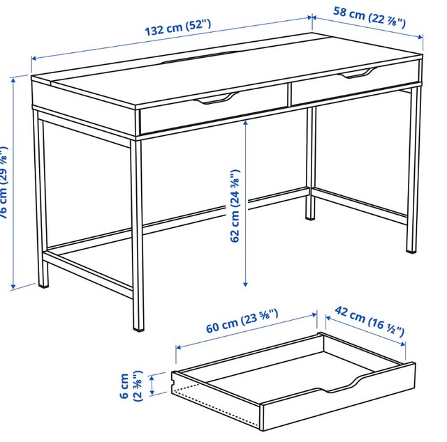 IKEA ALEX desk with built in drawers - photo 2