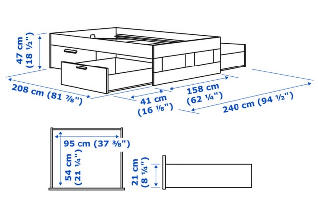 IKEA BRIMNES bed frame with mattress - photo 2