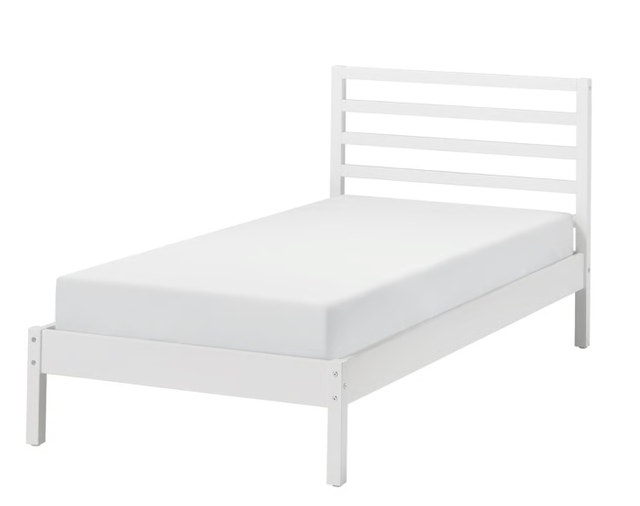 IKEA TARVA twin-sized white bed frame with mattress - photo 2
