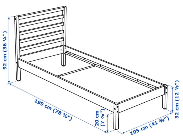 IKEA TARVA twin-sized white bed frame with mattress - photo 3