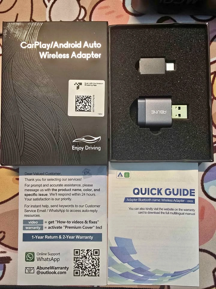 Abune 2 in 1 Wireless Carplay & Android Auto Adapter