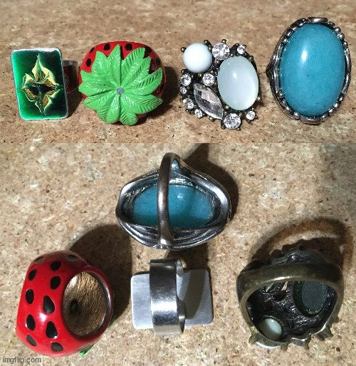LOT OF 20 GEMS METAL SILVER FASHION AVON CLUSTER ENAMEL RINGS - photo 4
