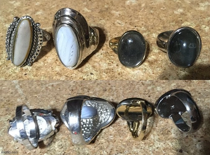 LOT OF 20 GEMS METAL SILVER FASHION AVON CLUSTER ENAMEL RINGS - photo 5