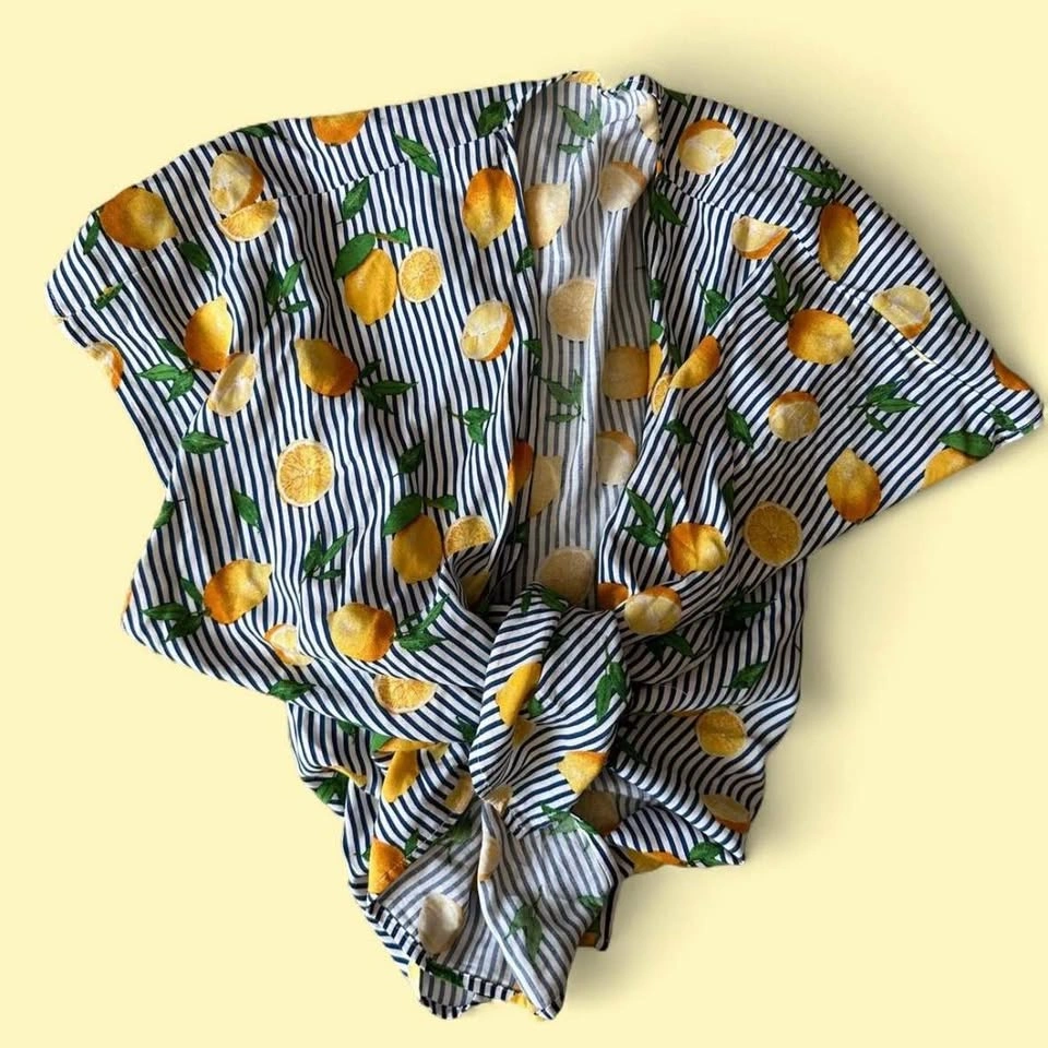 2-Piece Lemon Striped Shorts Summer Set - photo 5