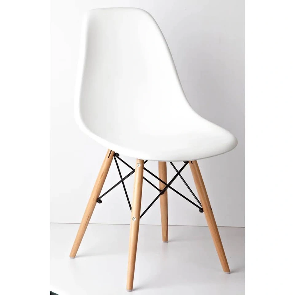 White Eames style chair with wood legs - photo 2