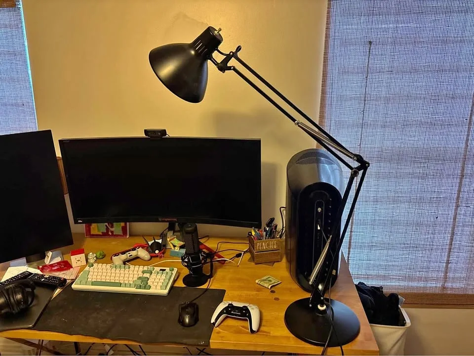 Architect industrial adjustable large desk lamp - black metal