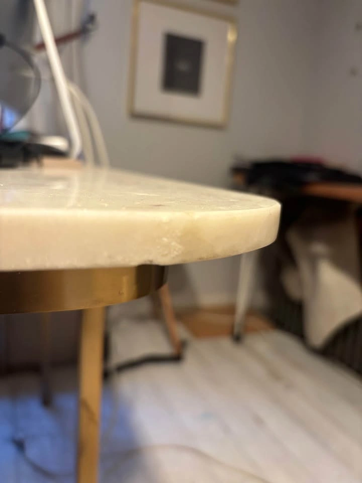 West Elm Marble Top Desk with Gold Frame and chair - photo 3