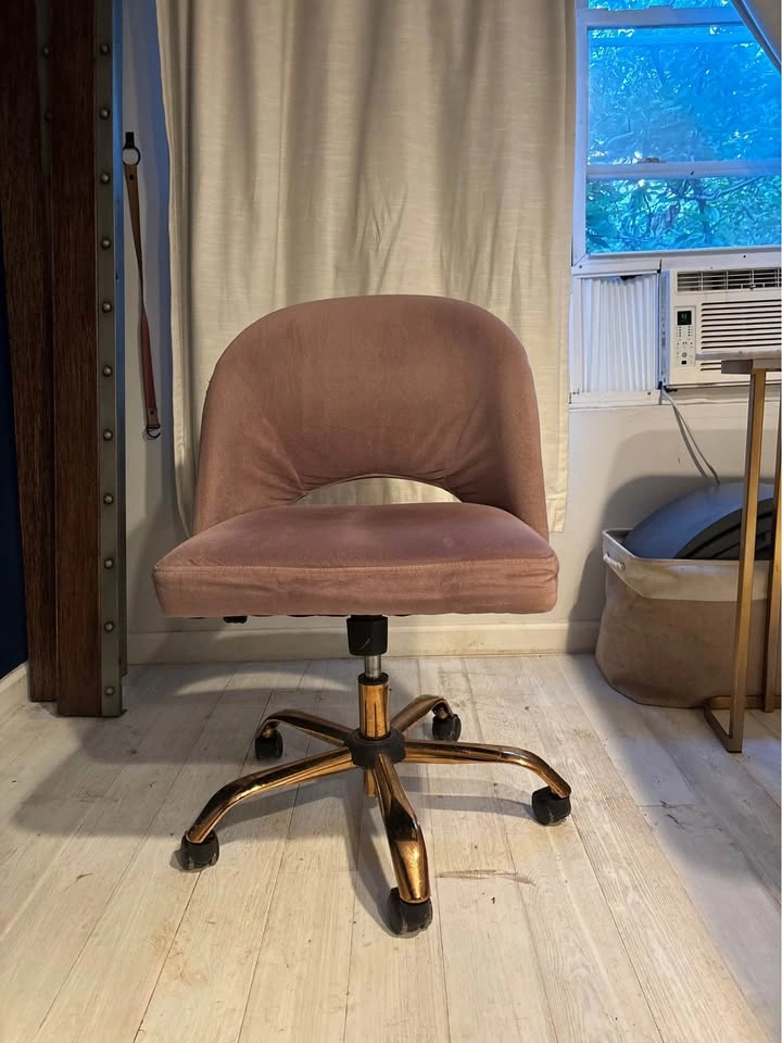 West Elm Marble Top Desk with Gold Frame and chair - photo 5