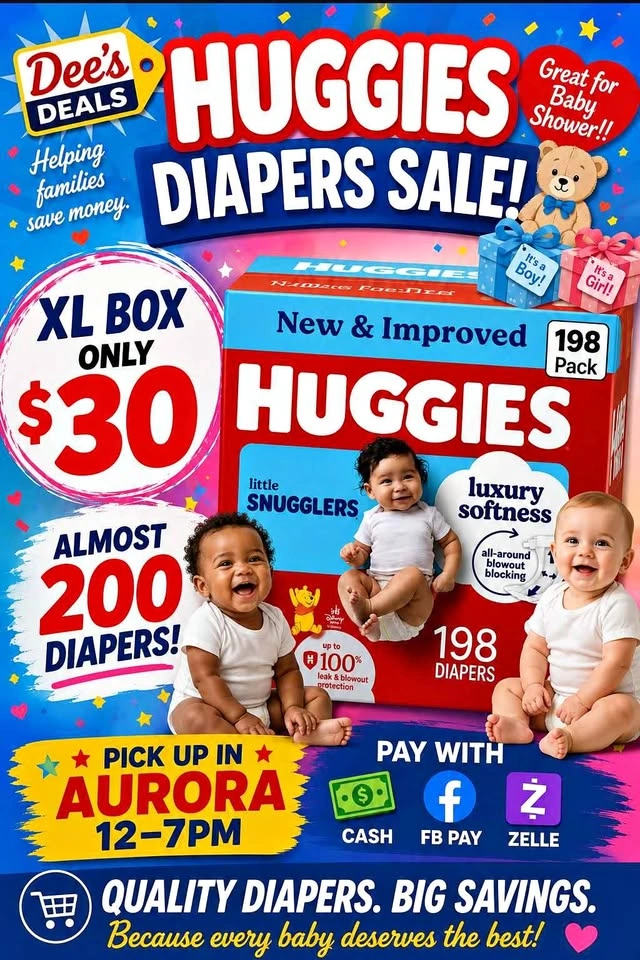 Huggies Huge Box 198 Diapers!! Only $30