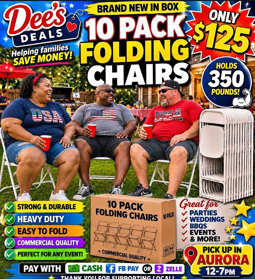 10 Pack Folding Chairs BRAND new in box ONLY $125