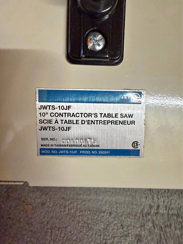 JET JWTS-10JF 10" Contractor's Table Saw