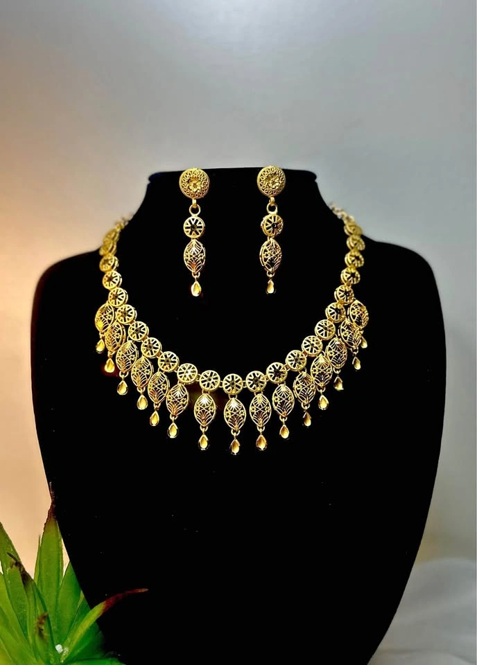 Gold-Toned Filigree Necklace and Earring Set