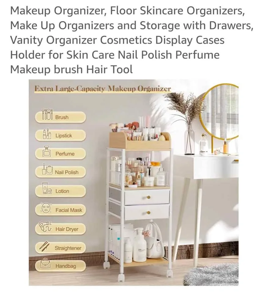 Makeup Organizer, Floor Skincare Organizers with Drawers - photo 3