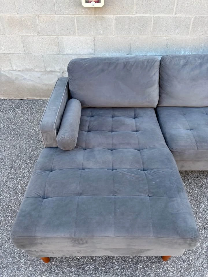 Suede Grey Sectional Sofa with Chaise - Free Delivery - photo 5