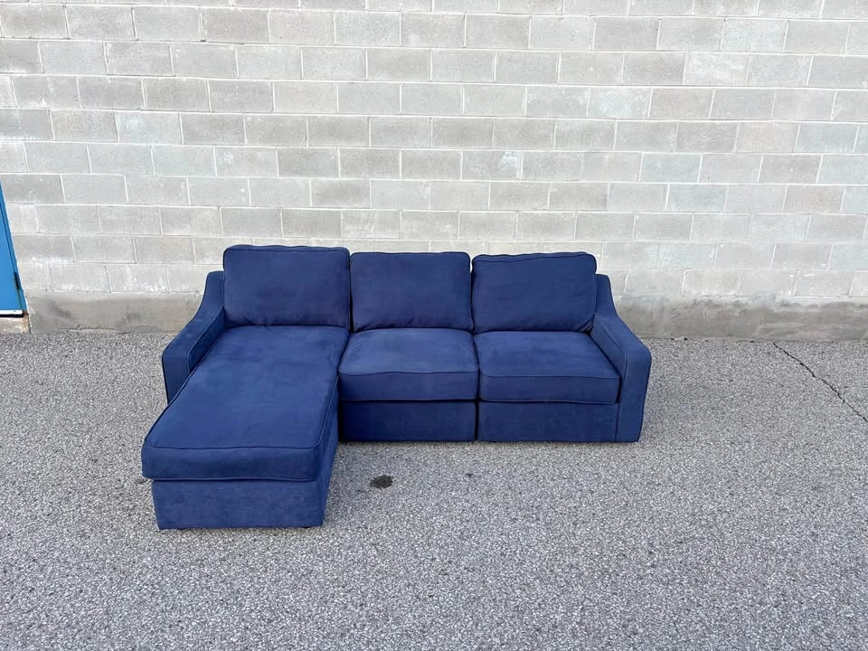 Blue Sectional Sofa with Chaise and Storage - Free Delivery