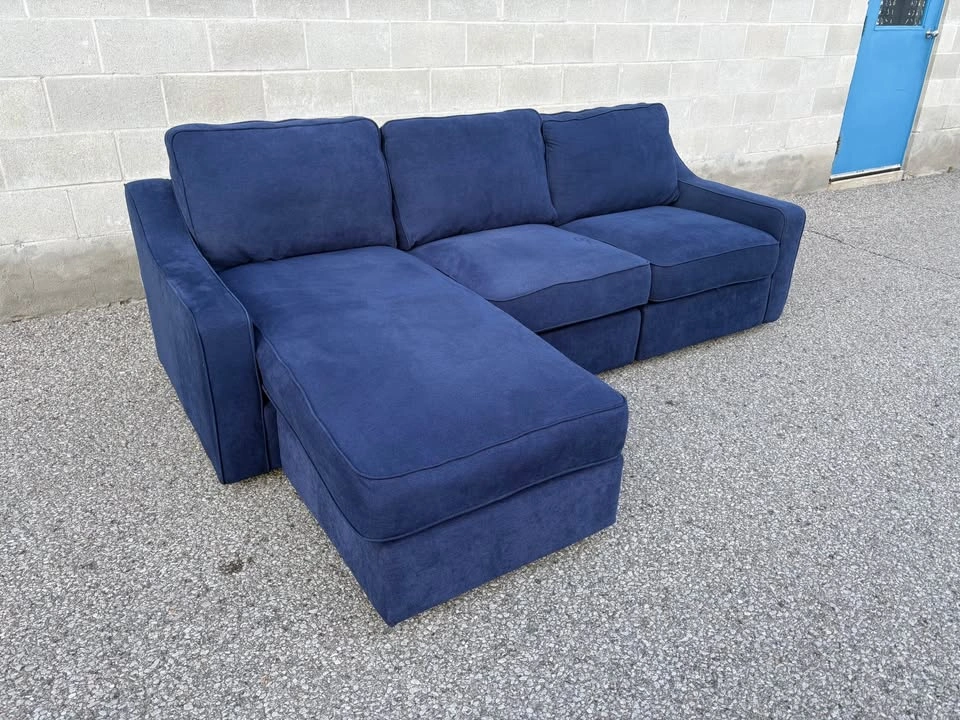 Blue Sectional Sofa with Chaise and Storage - Free Delivery - photo 2