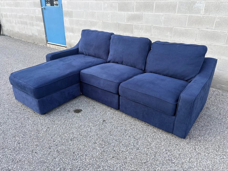 Blue Sectional Sofa with Chaise and Storage - Free Delivery - photo 3