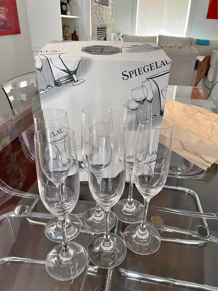Spiegelau Crystal Champagne Flutes – Set of 5 with Original Box
