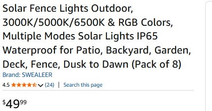 Solar Fence Lights Outdoor (Brand New) - photo 2
