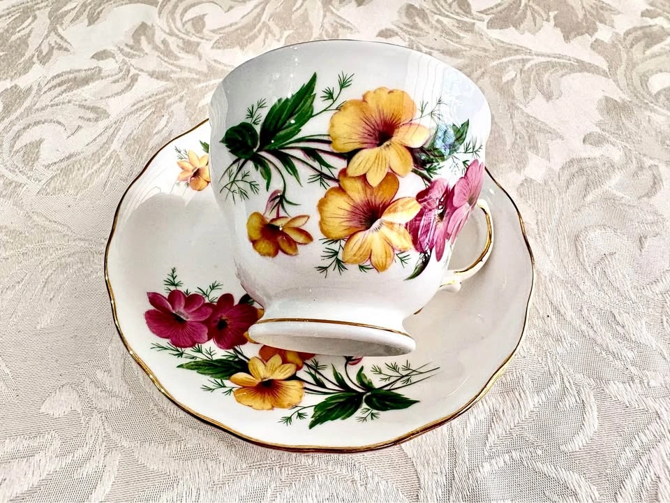 Colclough Bone China Floral Tea Cup and Saucer Set
