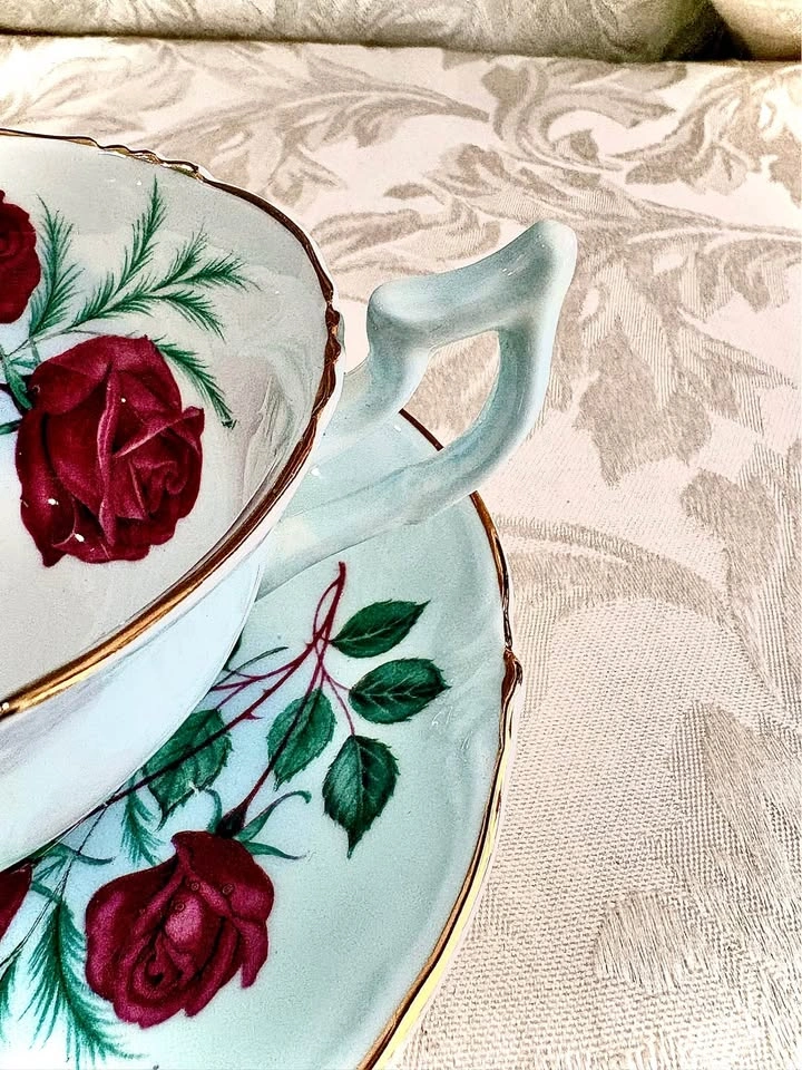 Heathcote Bone China Red Rose Tea Cup and Saucer Set - photo 5