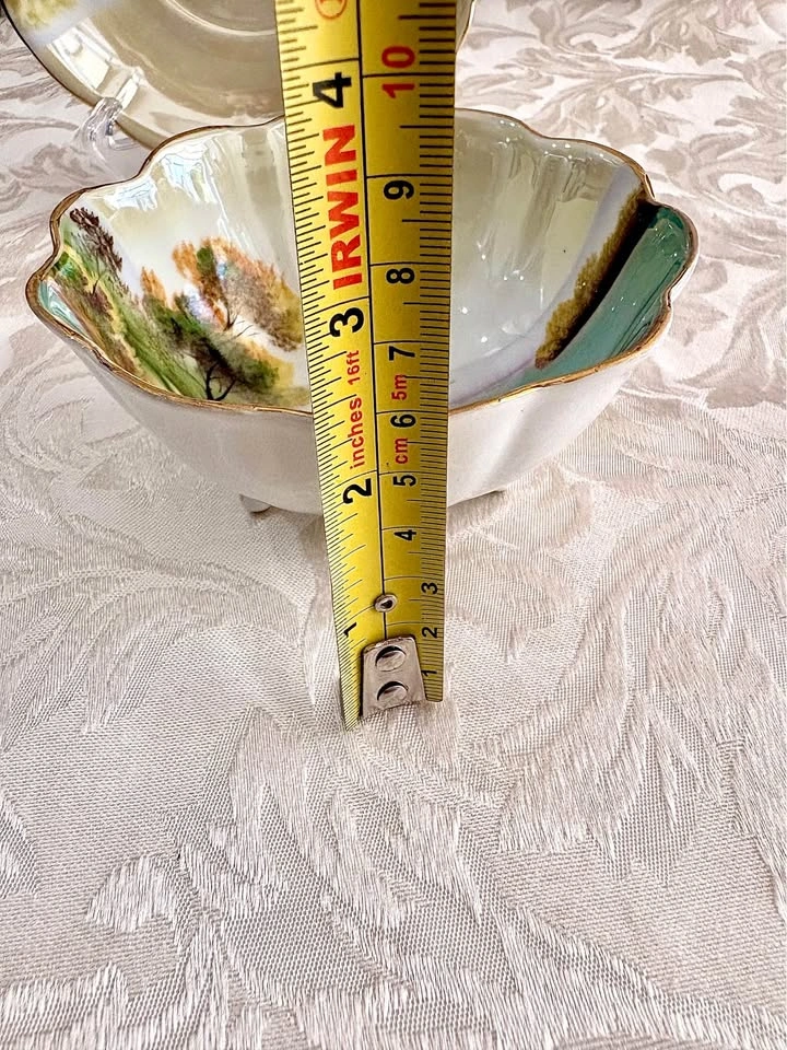 Vintage Noritake Hand Painted Footed Bowl and Saucer Set - photo 3