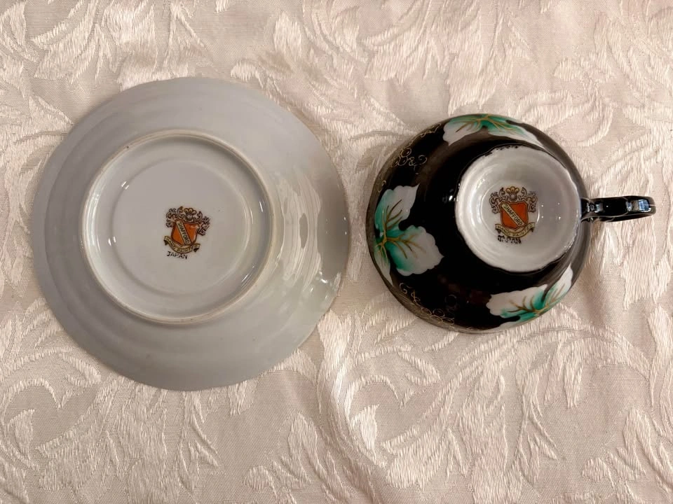Vintage Shafford Japan Hand Painted Black and Gold Tea Cup and S - photo 5