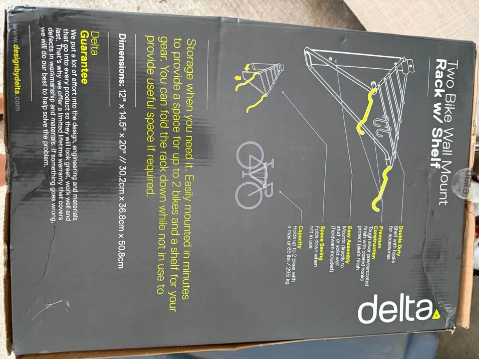 NEW Delta Two Bike Wall Mount Rack with Shelf – Holds 2 Bikes - photo 2