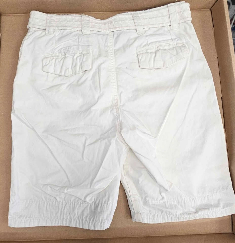 SUKO Men's Belted White Summer Shorts w/ Gingham Trim - Size W32 - photo 2