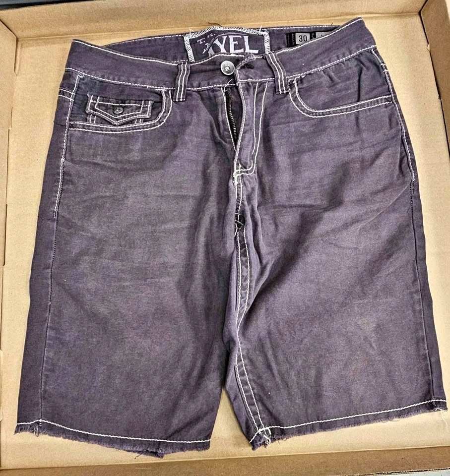 T.K. AXEL Men's Dark Purple Contrast Stitch Shorts - Size W30