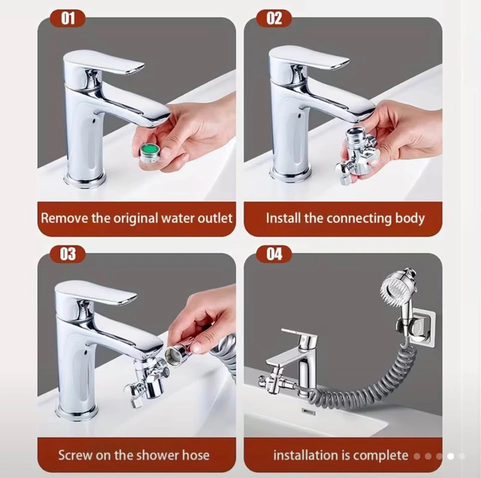 3-Mode Faucet Shower Head Attachment Set with Hose - photo 2