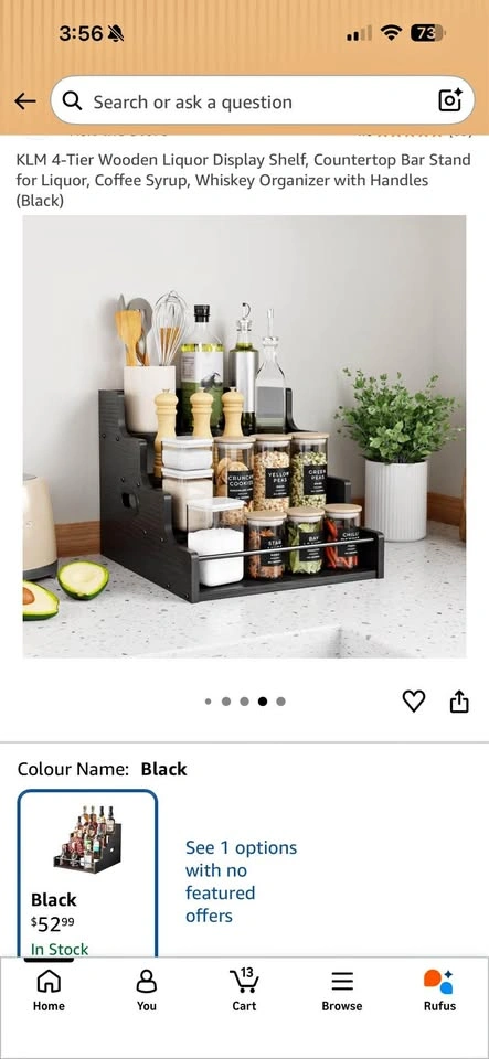 KLM 4-Tier Wooden Display Shelf for Bottles, Syrup, & Spices