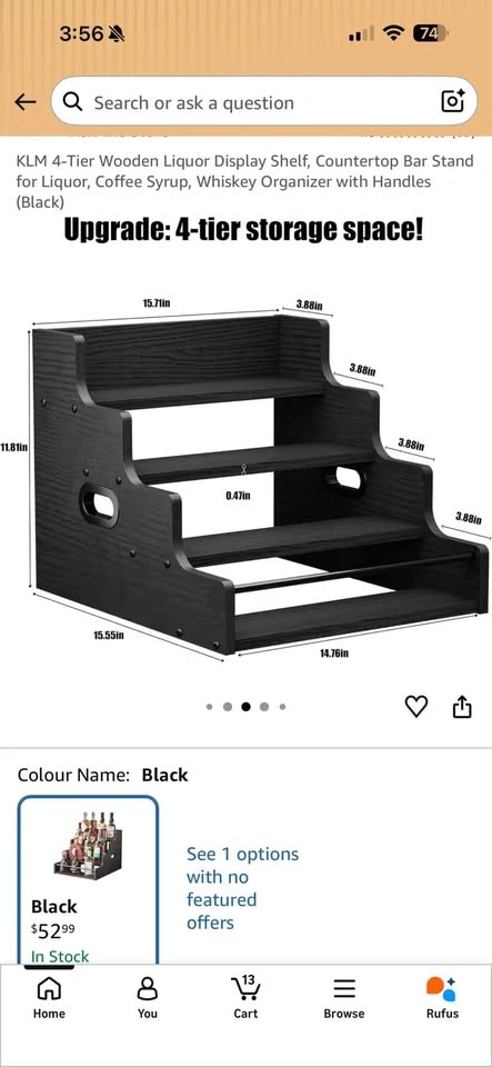 KLM 4-Tier Wooden Display Shelf for Bottles, Syrup, & Spices - photo 4