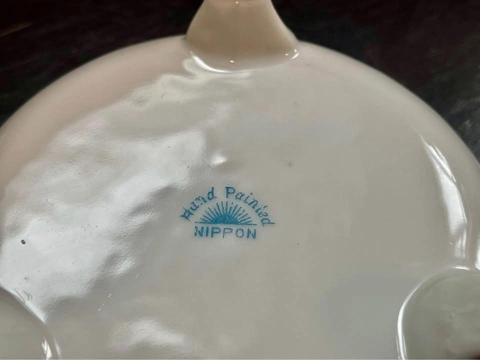 Vintage Nippon Hand Painted Japanese Porcelain 3 Footed Trinket - photo 5