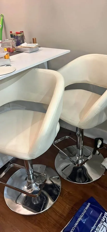 Pair of White Swivel Chair Stools x2 thumbnail